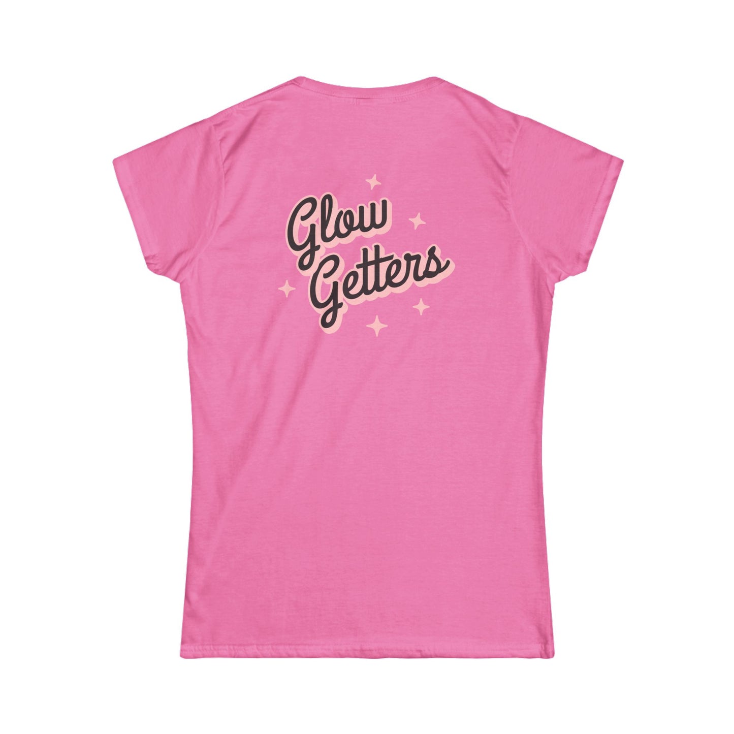 Glow Getters Team T-Shirt Women's RIMAN Softstyle Tee with design on the front and back