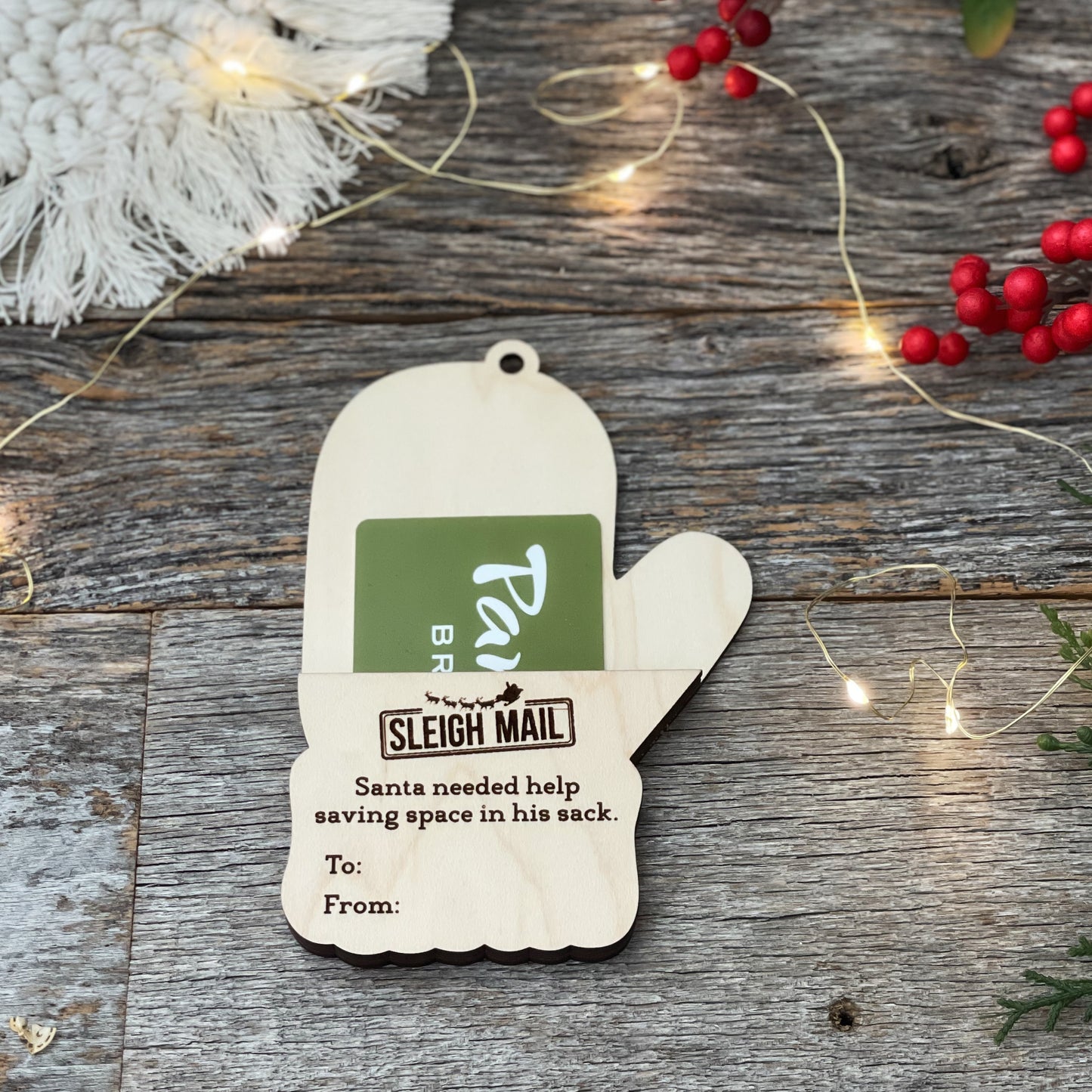 Customizable Winter Mittens Gift Card/Money Holder and Christmas Ornament