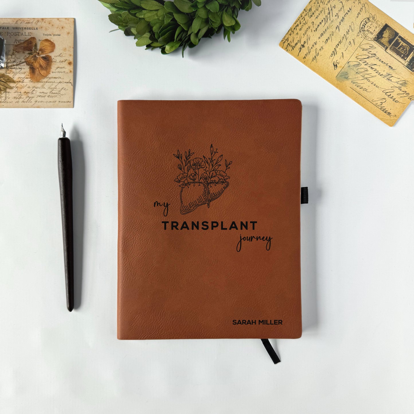 Custom engraved transplant journey notebook, journal for liver transplant recipients