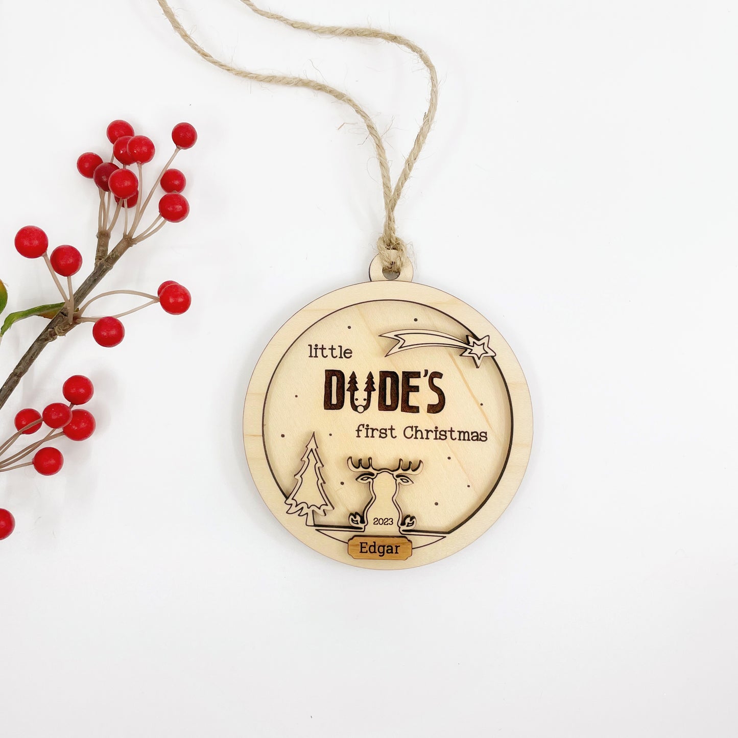 Laser cut file adorable Baby Boy Christmas ornament, Instant download, Glowforge ready