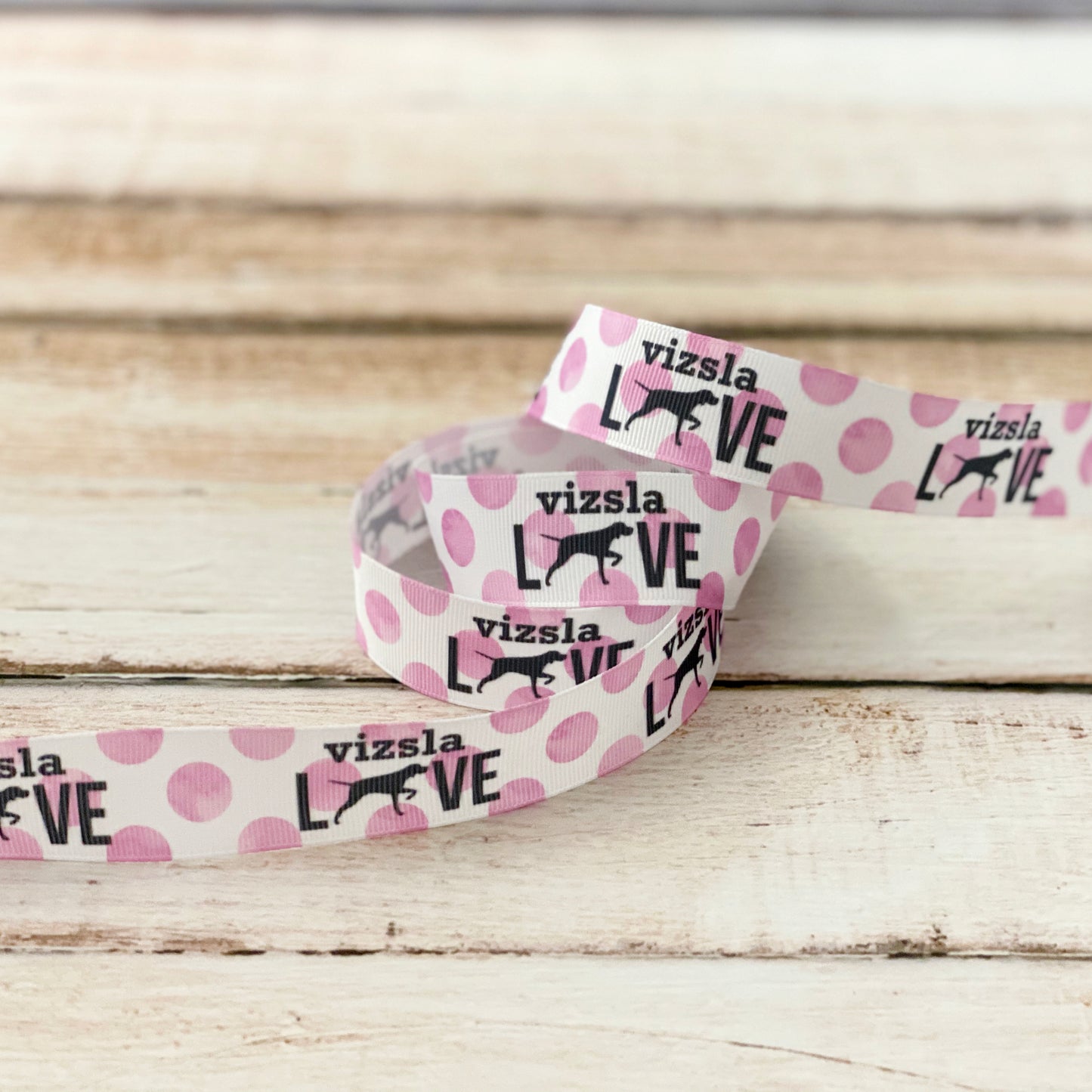 Vizsla love ribbon by the yard, vizsla silhouette grosgrain, dog parents, pet parents, pet love grosgrain ribbon