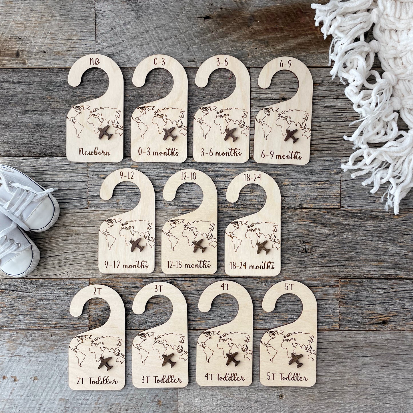 Baby closet dividers, laser engraved nursery clothes dividers