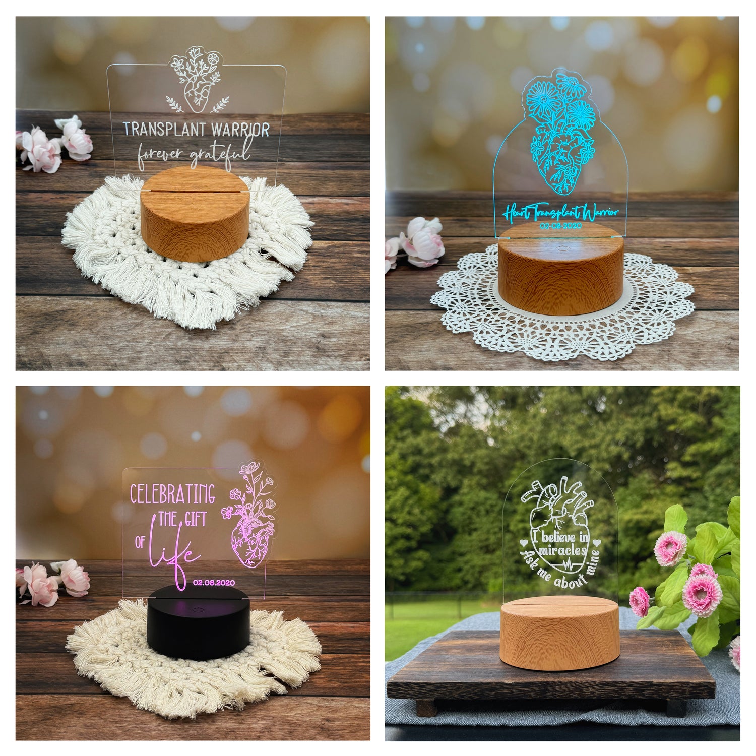 Transplant Recipient Acrylic sign/ LED lamp/ 3D night light