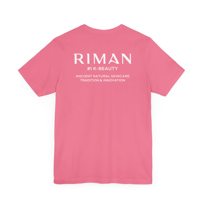 RIMAN Unisex T-shirt with lettering in dark green RIMAN colors, logo on front and back of shirt