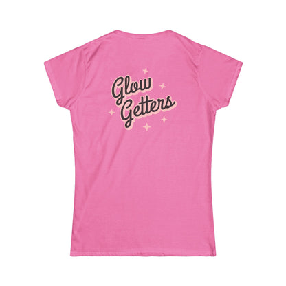 Glow Getters Team T-Shirt Women's RIMAN Softstyle Tee with design on the front and back