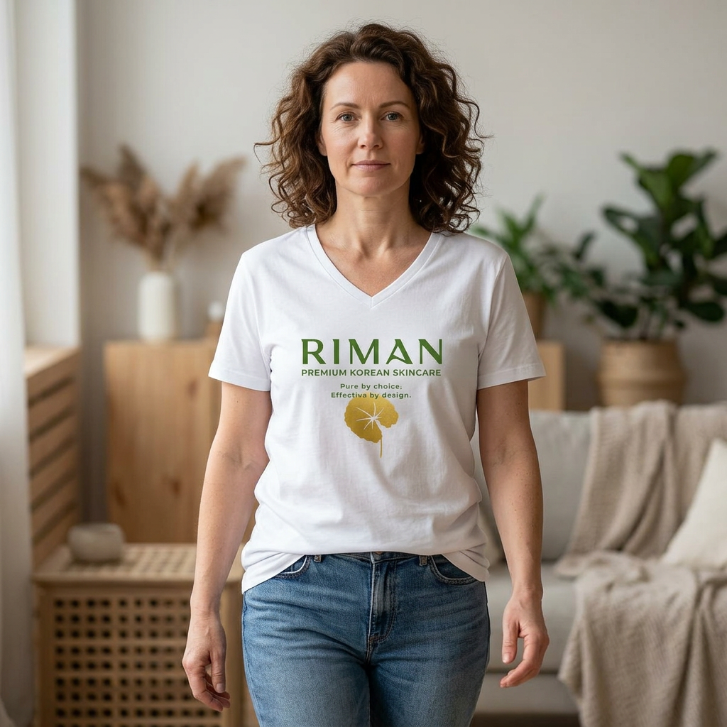 Women’s RIMAN TEAM Relaxed V-Neck Tee, with FRONT and BACK design