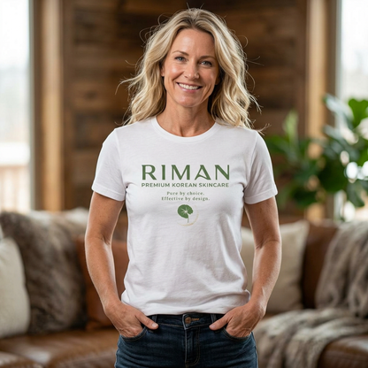 RIMAN TEAM Unisex T-shirt with lettering in green/white, logo on FRONT and BACK of shirt