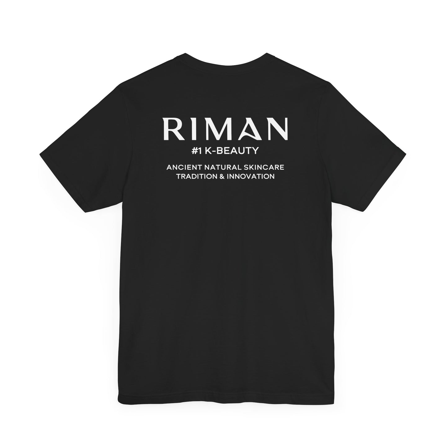 RIMAN Unisex T-shirt with lettering in dark green RIMAN colors, logo on front and back of shirt