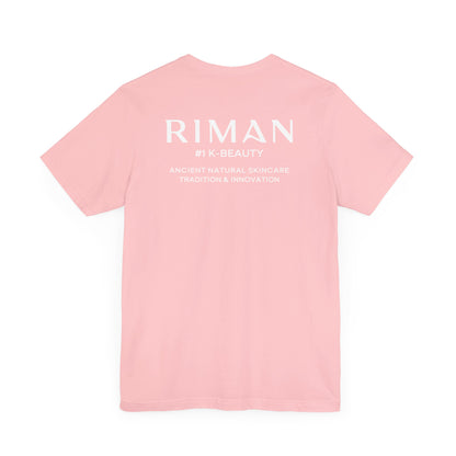 RIMAN Unisex T-shirt with lettering in dark green RIMAN colors, logo on front and back of shirt