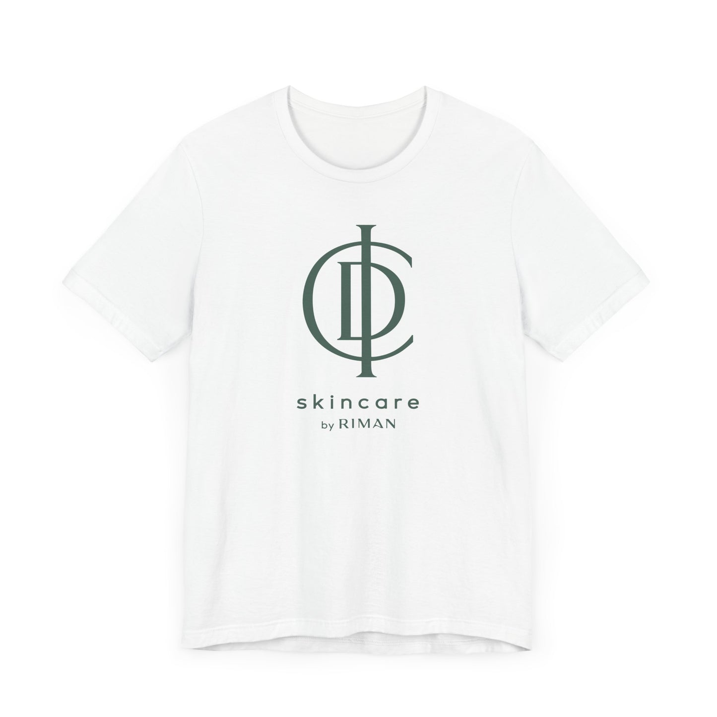 RIMAN Unisex T-shirt with lettering in dark green RIMAN colors, logo on front and back of shirt