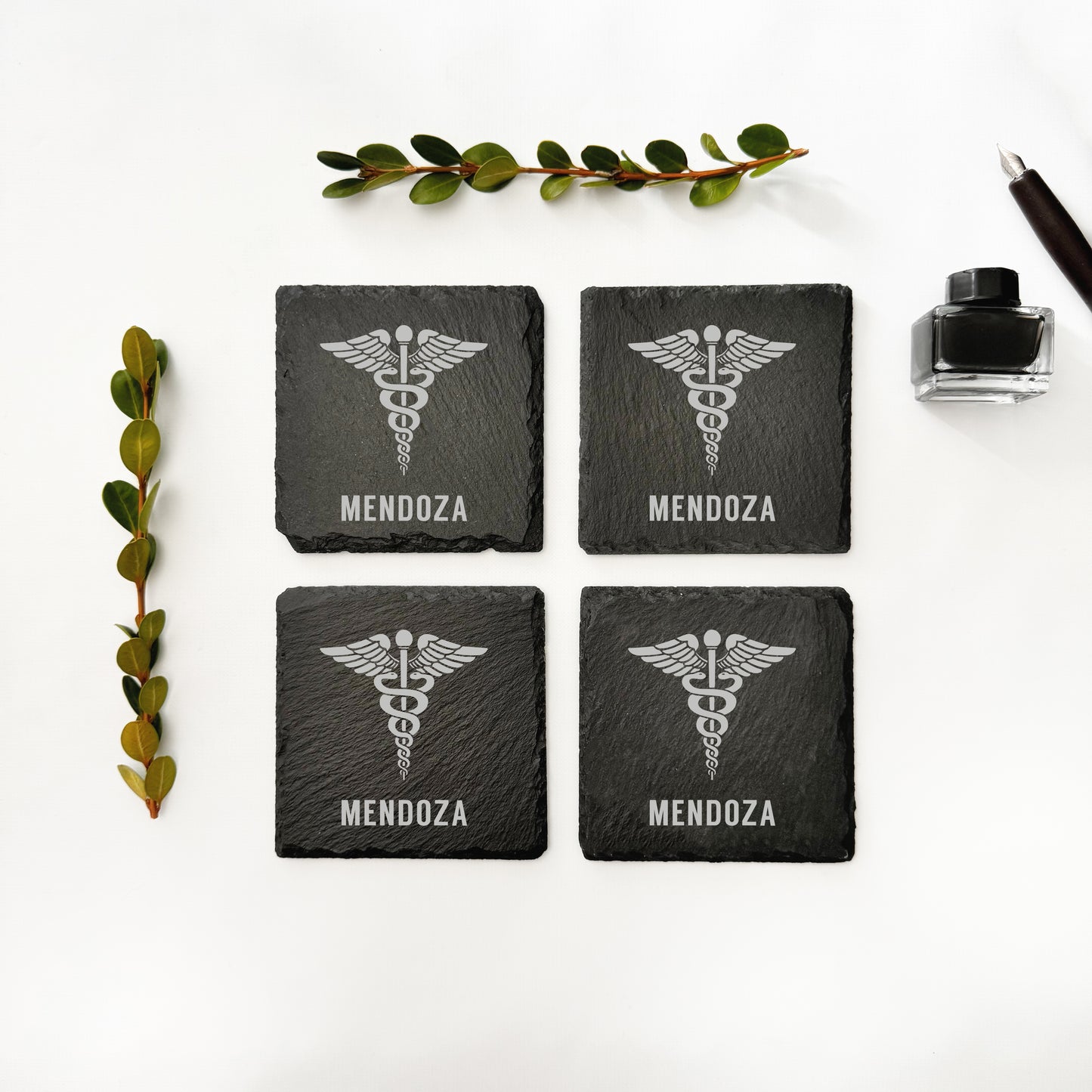 US Army Medical Corps slate coasters, custom Medical Corps coasters