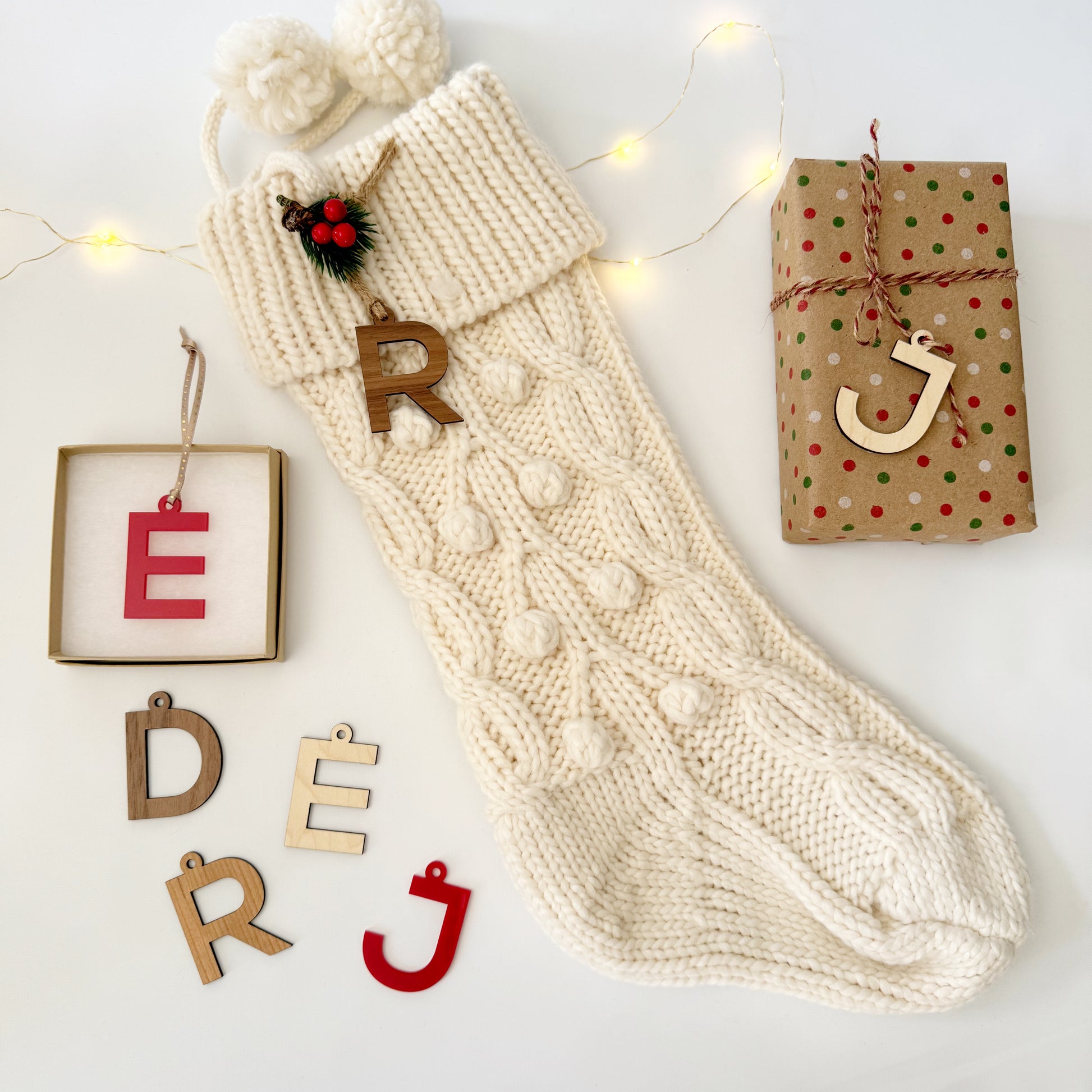 Personalized Initial Elegance Gift Tags, Stocking Hang Tags, Ornaments in Block Letters (A to Z)