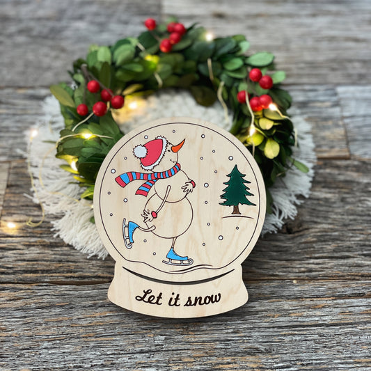 Adorable Skating Snowman in a Snow Globe Gift Card/Money Holder and Christmas Ornament