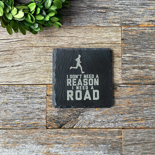 Running enthusiasts laser engraved slate coaster