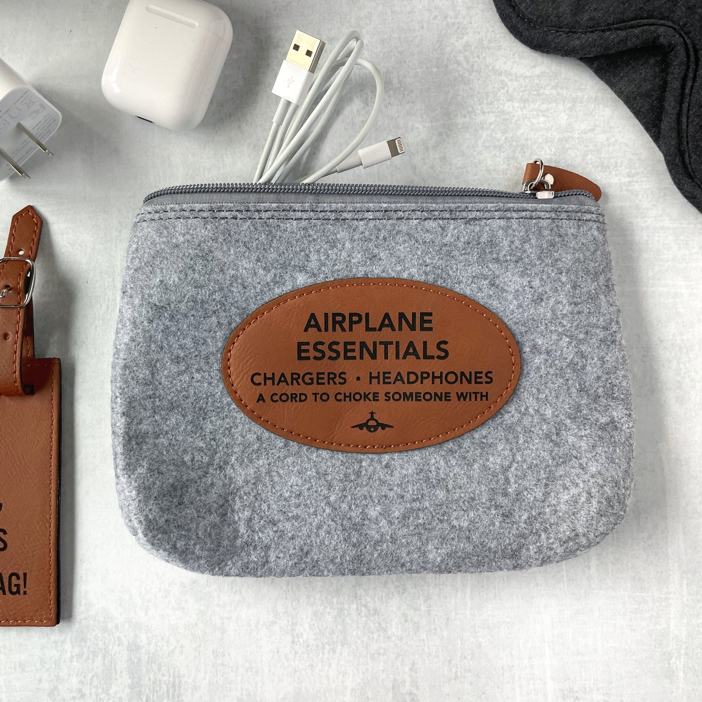 Laser engraved Accessory bag for travel essentials, Flannel Makeup Bag
