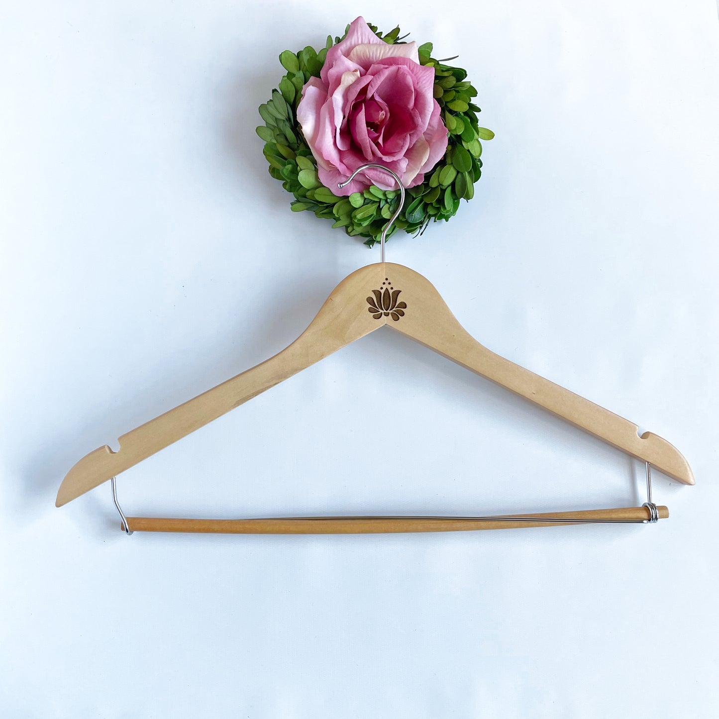 Laser engraved clothes hanger with lovely Hungarian folk motif, coat hanger