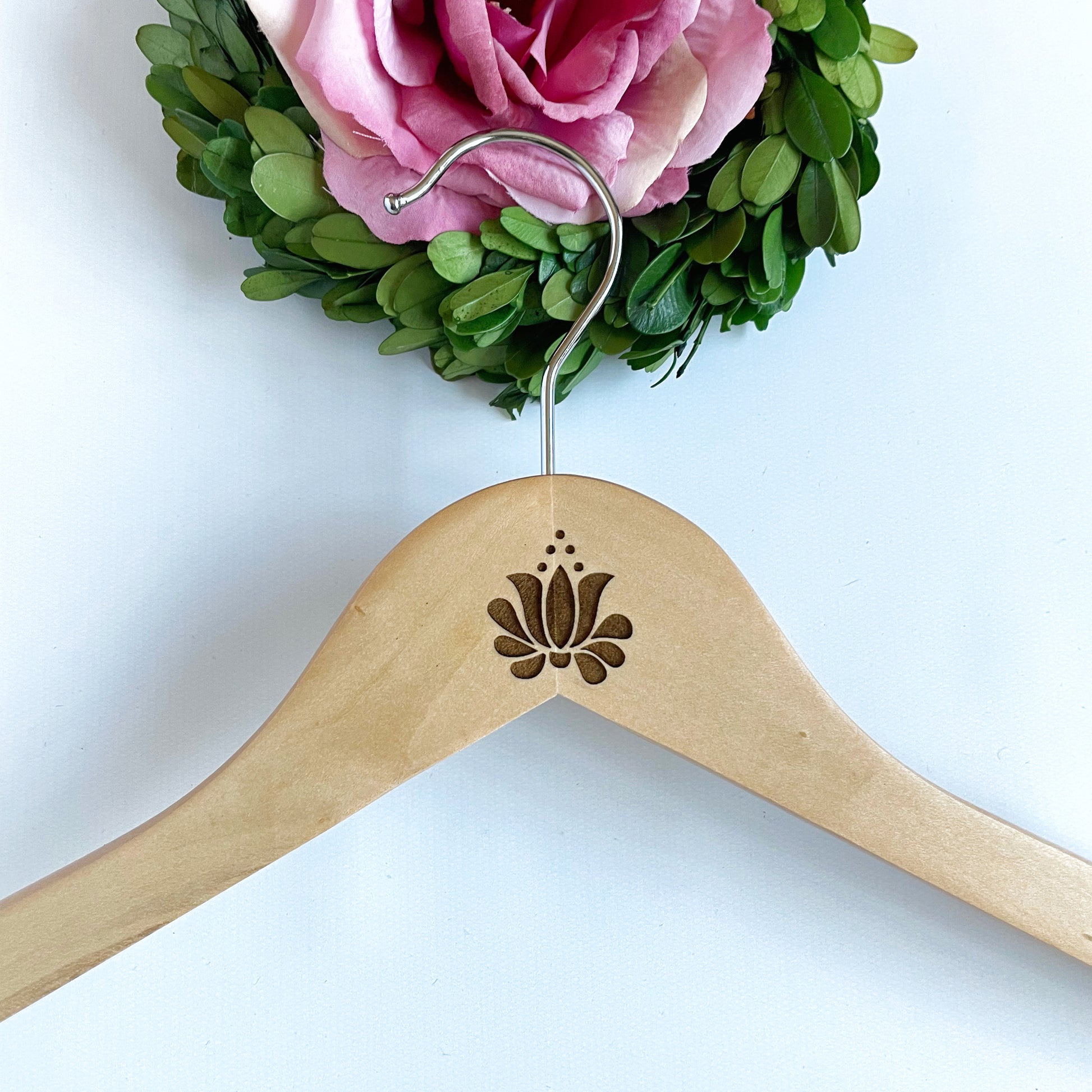 Laser engraved clothes hanger with lovely Hungarian folk motif, coat hanger