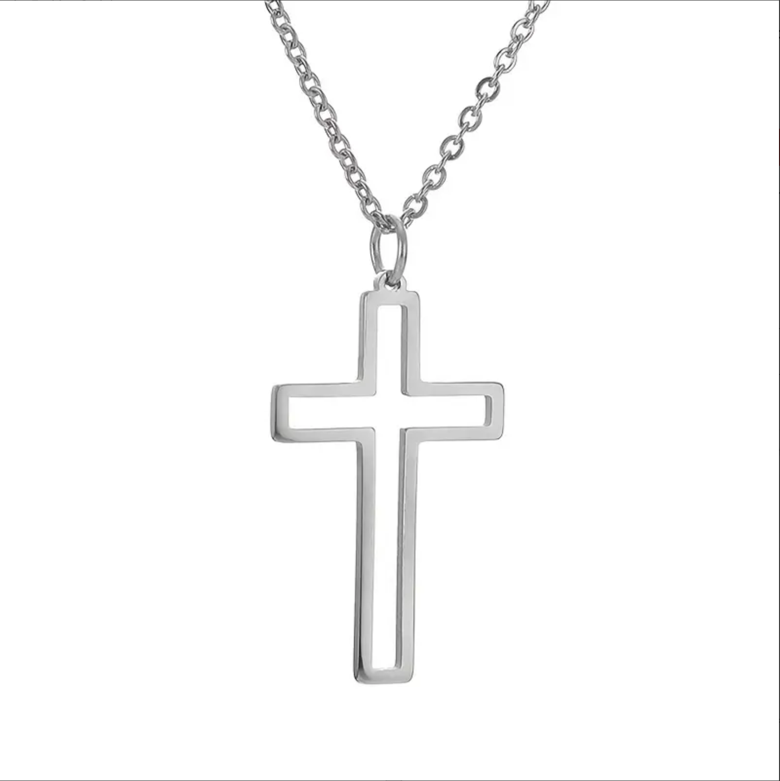 Stainless Steel Hollow Cross Necklace