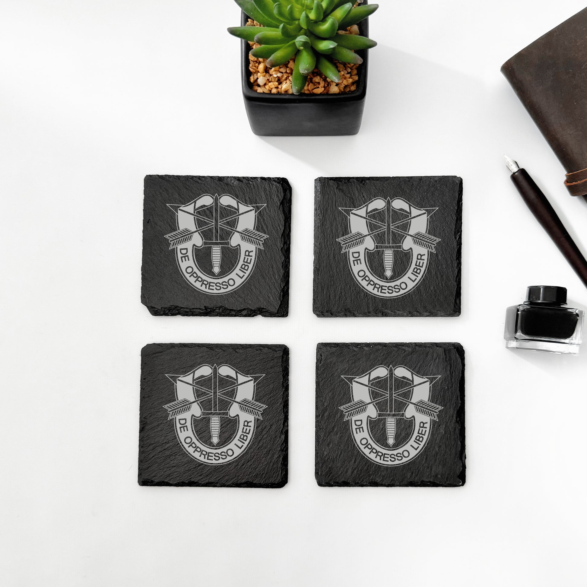 US Army Special Forces slate coasters, custom Special Forces coasters