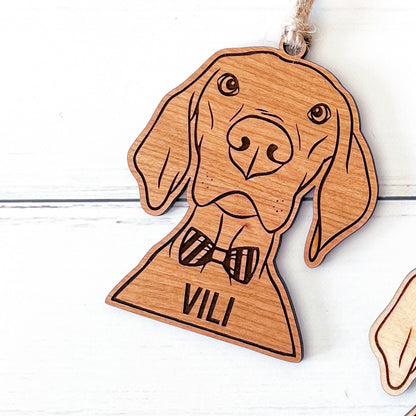 Adorno Vizsla para padres de mascotas, abedul báltico personalizado grabado o capa de cerezo con opción de bricolaje