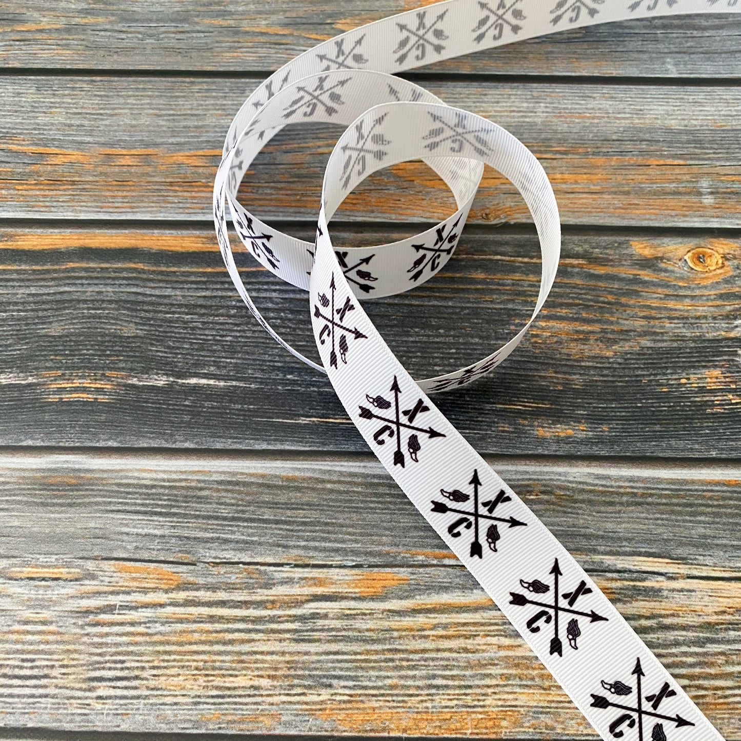 Cross country ribbon by the yard, XC grosgrain ribbon, CC, running