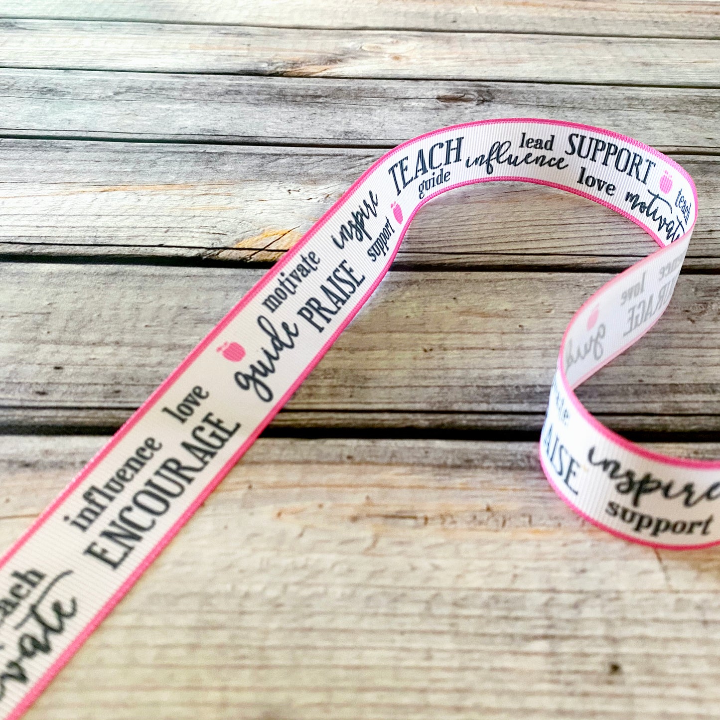 Teach love inspire grosgrain ribbon by the yard