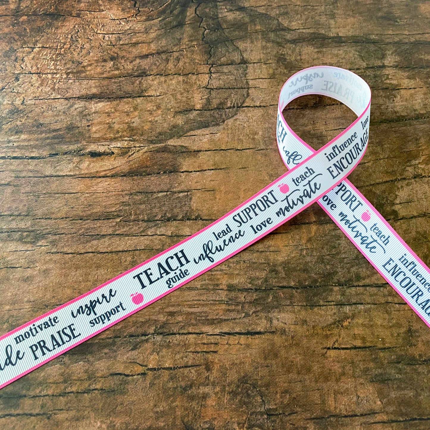 Teach love inspire grosgrain ribbon by the yard