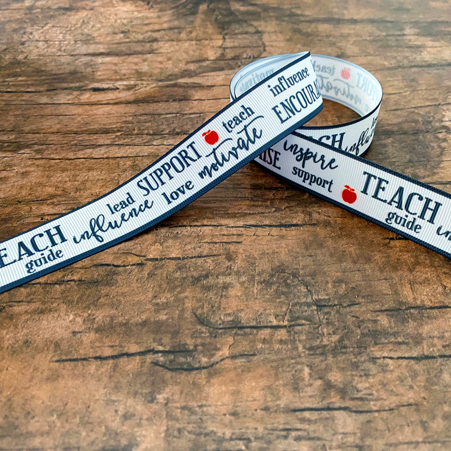 Teach love inspire grosgrain ribbon by the yard
