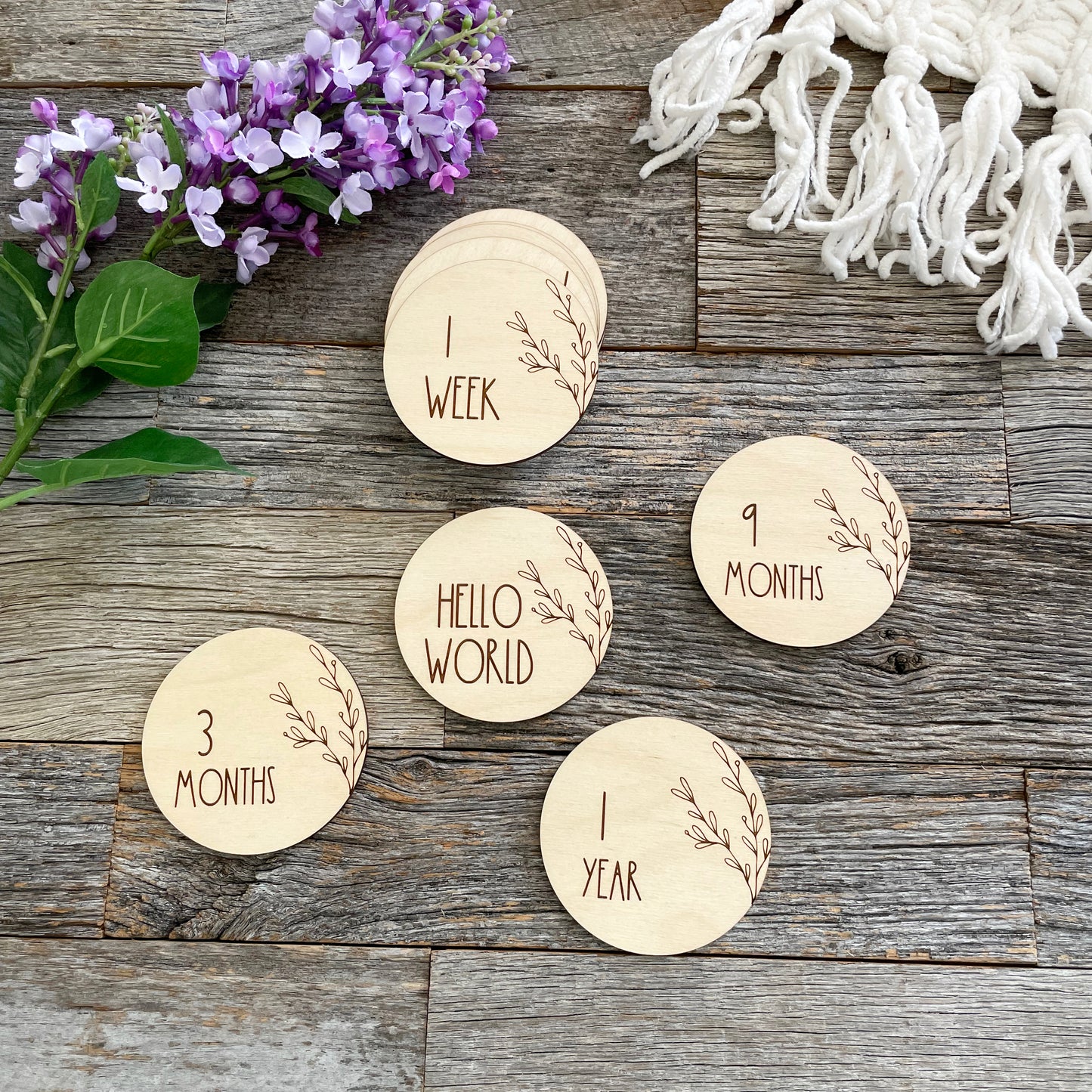 Beautiful floral Baby Milestone cards, round monthly milestone marker, baby photo prop