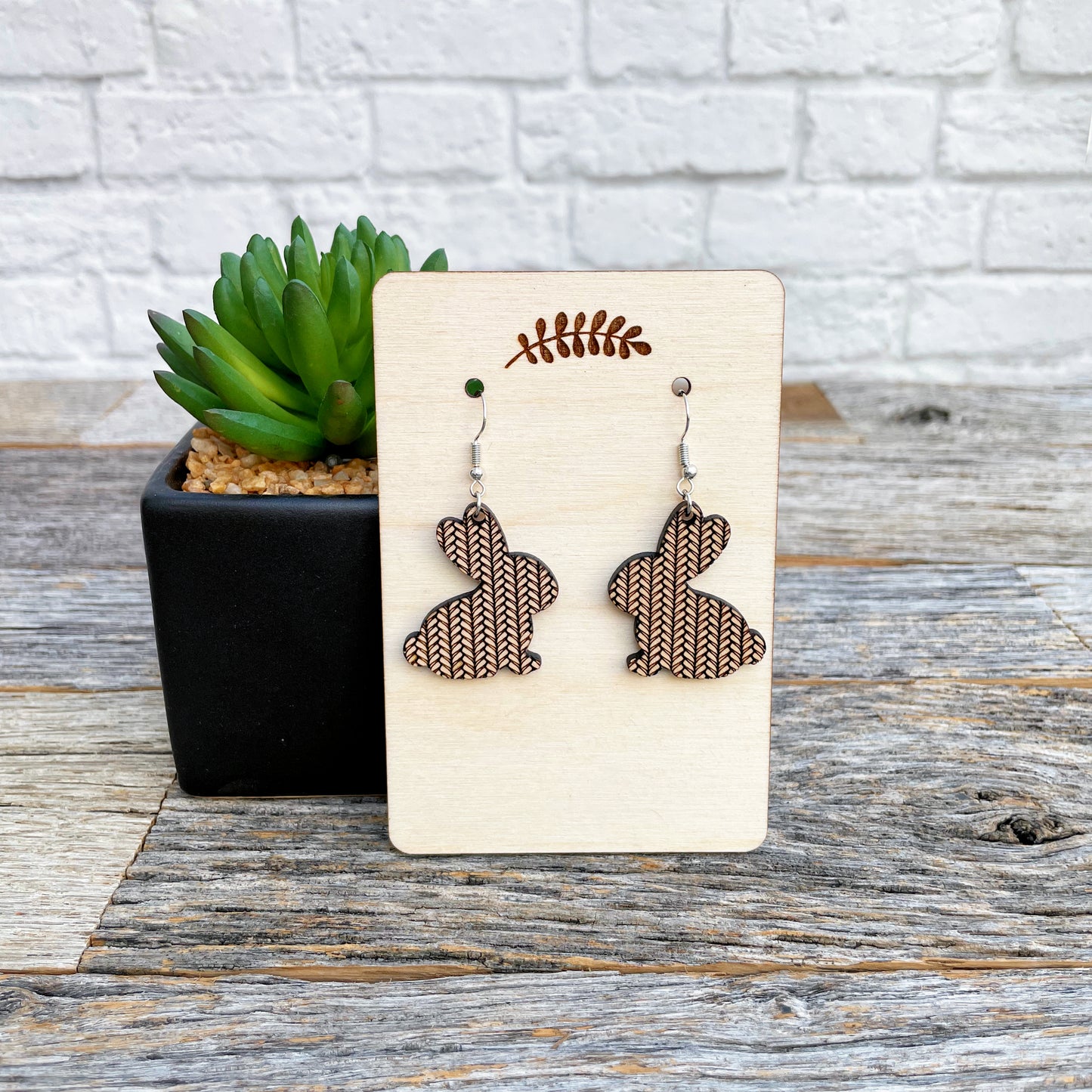 Adorable laser cut Bunny earrings, cute laser engraved rabbit earrings