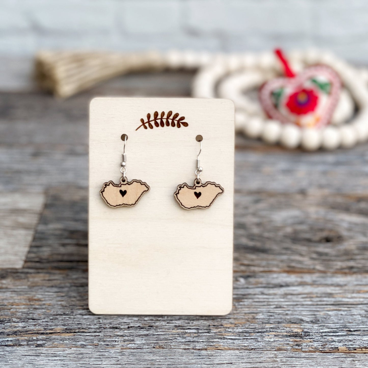 Laser cut Hungary earrings, laser engraved wood Hungary earrings