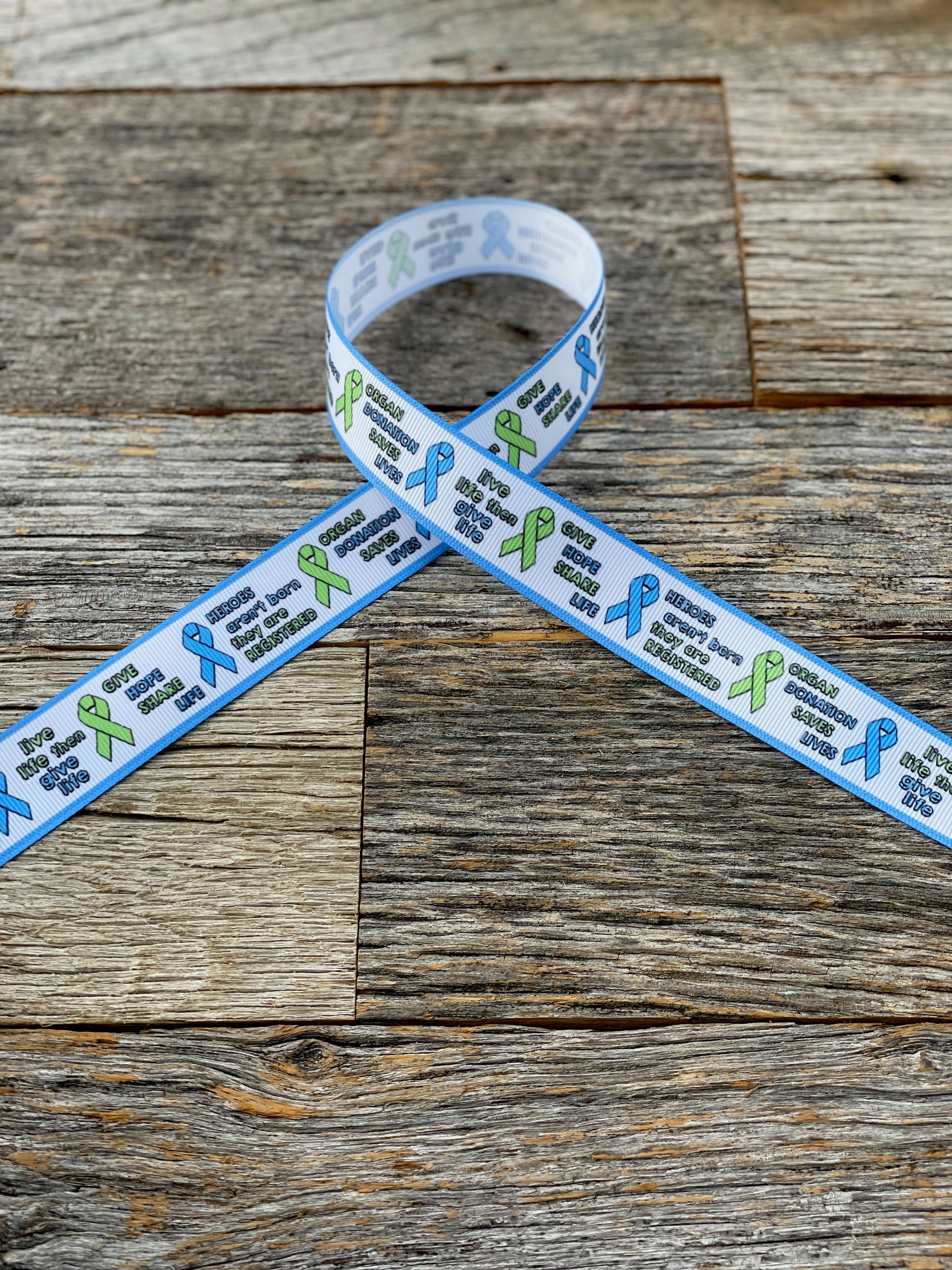 Donate Life Organ donation awareness grosgrain ribbon by the yard