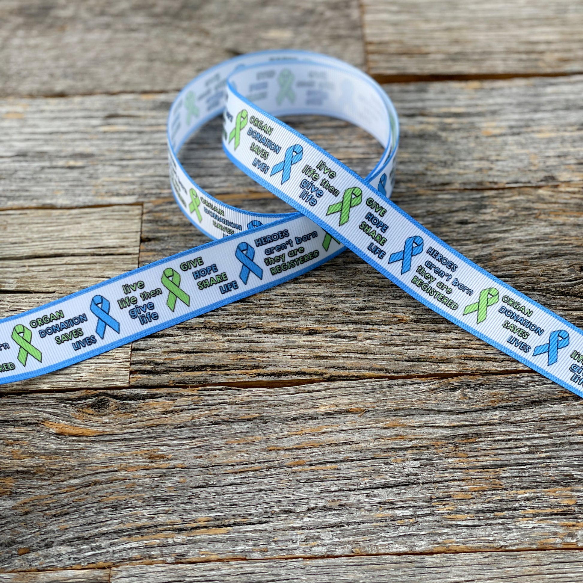 Donate Life Organ donation awareness grosgrain ribbon by the yard