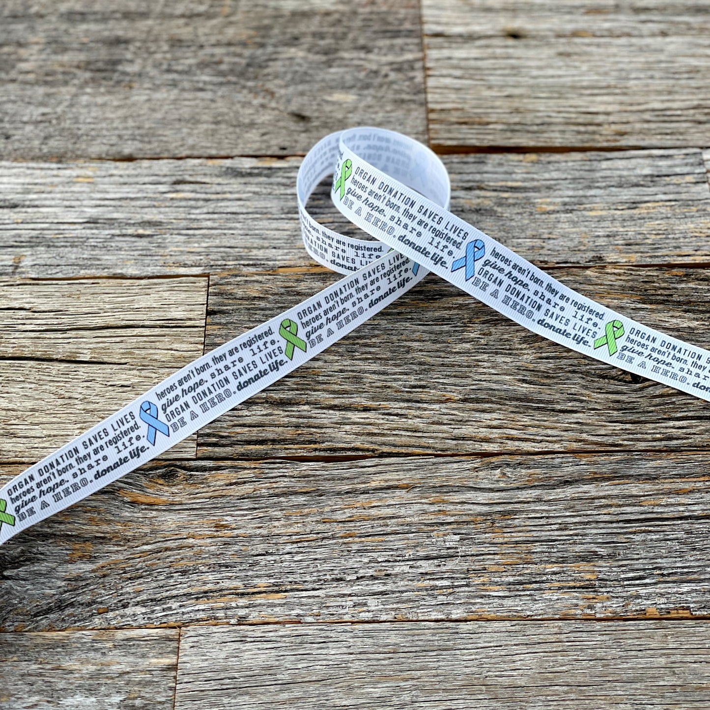 Donate Life Organ donation awareness grosgrain ribbon by the yard