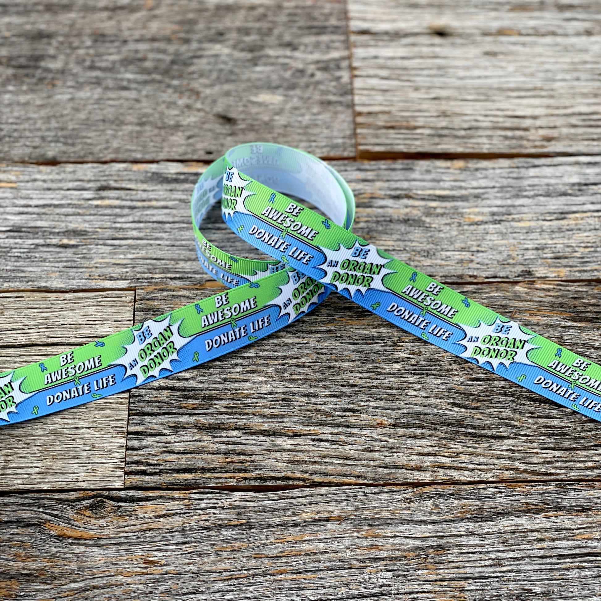 Donate Life Organ donation awareness grosgrain ribbon by the yard