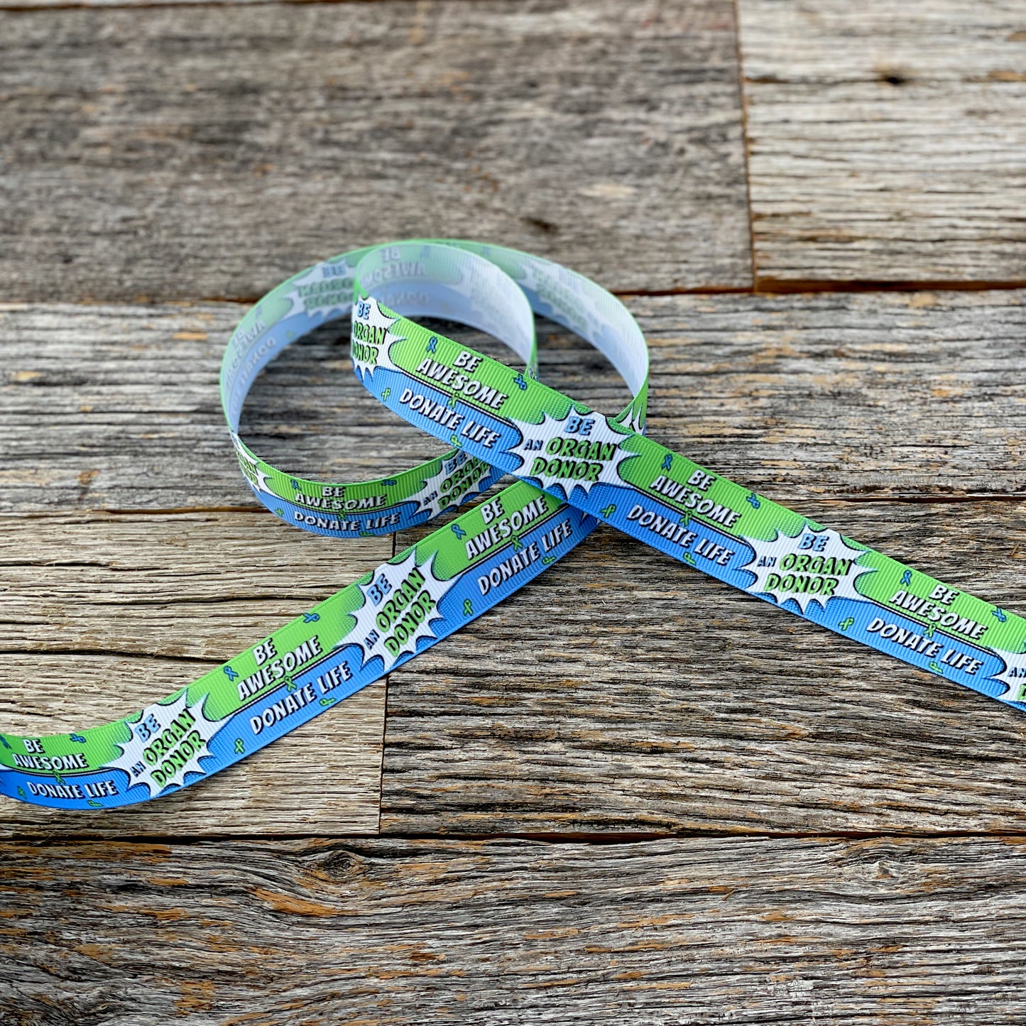 Donate Life Organ donation awareness grosgrain ribbon by the yard