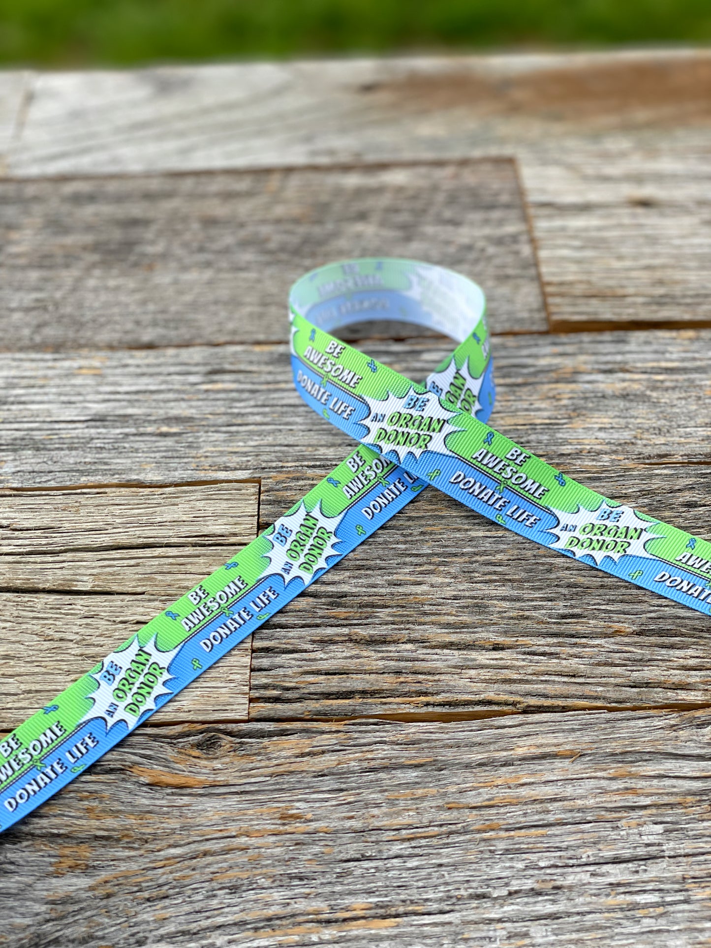 Donate Life Organ donation awareness grosgrain ribbon by the yard