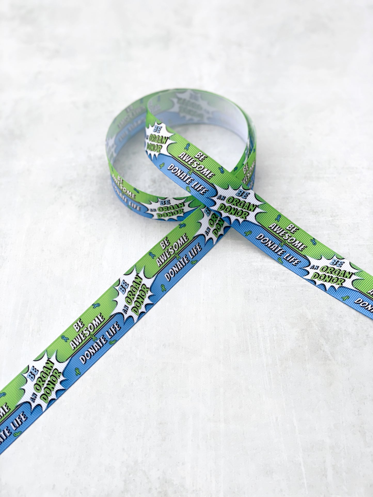 Donate Life Organ donation awareness grosgrain ribbon by the yard