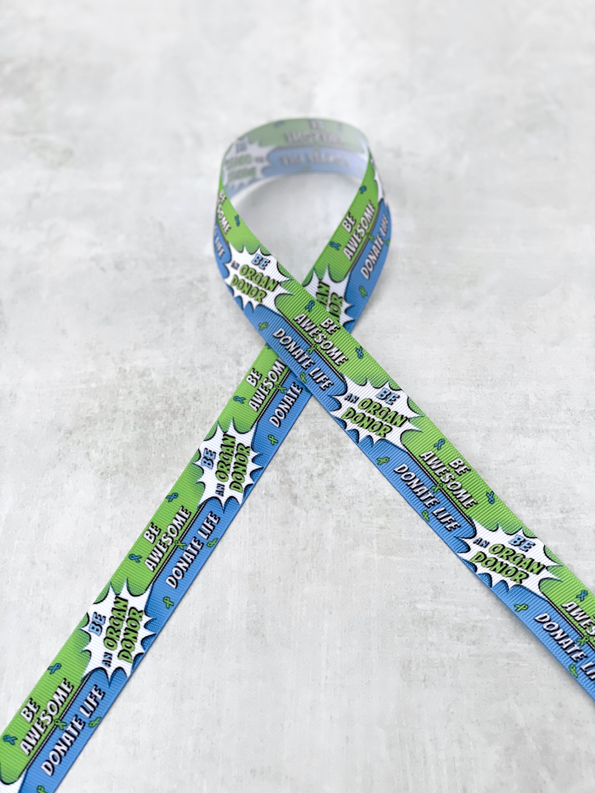 Donate Life Organ donation awareness grosgrain ribbon by the yard