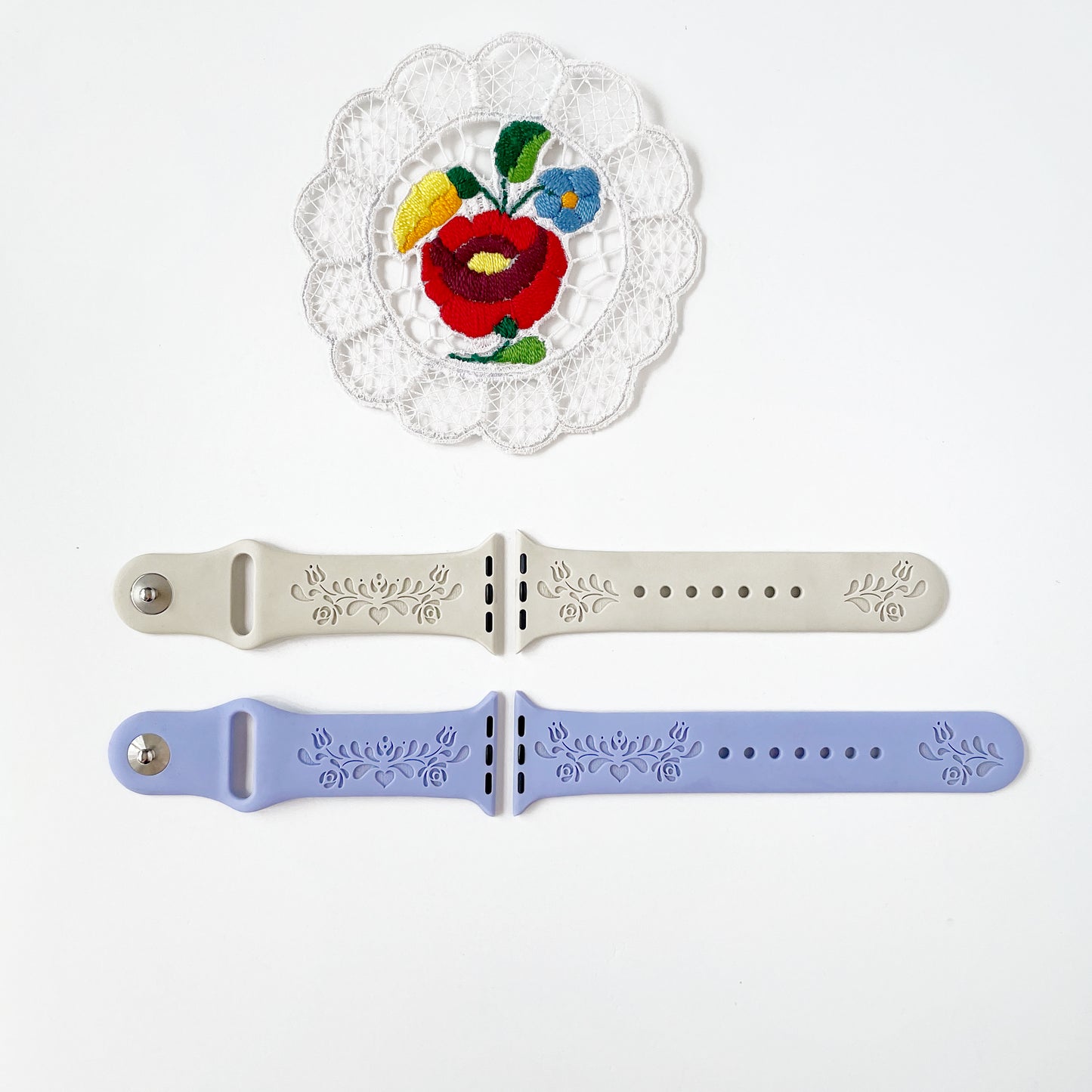 Custom engraved Apple Watch band with beautiful Hungarian folk design